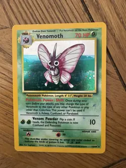 Pokemon TCG Venomoth Jungle Holo Card 13/64 Unlimited Rare, 1999 Edition - Image 1
