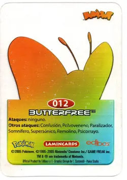 BUTTERFREE #012 LAMINCARD COLECCION POKEMON LAMINCARDS 2005 EDIBAS (USADA) - Image 2