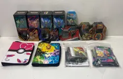 Mixed Pokemon TCG Empty Tins, Accessories, and Collectibles Bundle - Image 1