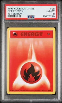 1999 POKEMON BASE SET 1ST EDITION #98 FIRE ENERGY PSA 8 - Image 1
