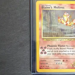 Pokemon TCG Blaine's Moltres 001/132 Gym Heroes Holo Rare Unlimited 90 HP - Image 3