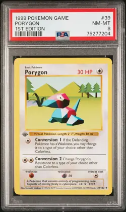 1999 POKEMON BASE SET 1ST EDITION #39 PORYGON PSA 8 - Image 1