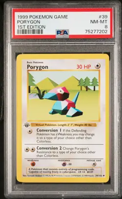 1999 POKEMON BASE SET 1ST EDITION #39 PORYGON PSA 8 - Image 1