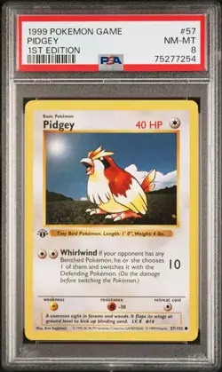 1999 POKEMON BASE SET 1ST EDITION #57 PIDGEY PSA 8 - Image 1
