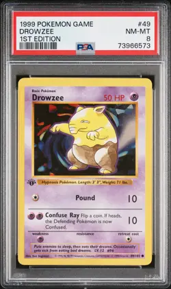 1999 POKEMON BASE SET 1ST EDITION #49 DROWZEE PSA 8 - Image 1
