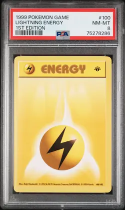 1999 POKEMON BASE SET 1ST EDITION #100 LIGHTNING ENERGY PSA 8 - Image 1