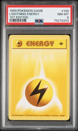 1999 POKEMON BASE SET 1ST EDITION #100 LIGHTNING ENERGY PSA 8 - Image 1