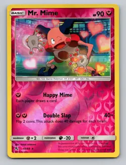 Mr. Mime 43/68 Rare Hidden Fates Pokemon Reverse Holo Near Mint - Image 1