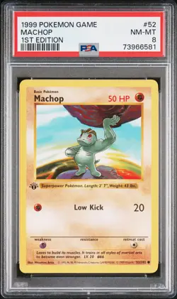 1999 POKEMON BASE SET 1ST EDITION #52 MACHOP PSA 8 - Image 1