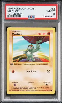 1999 POKEMON BASE SET 1ST EDITION #52 MACHOP PSA 8 - Image 1