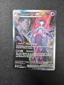 Pokemon TCG Destined Rivals Team Rocket's Mewtwo EX SIR 231/182 MINT CONDITION - Image 1