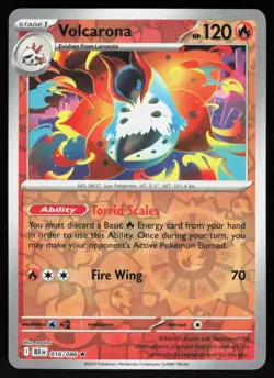 Volcarona 016/086 Holo Rare Black Bolt Pokemon Reverse Holo Near Mint - Image 1