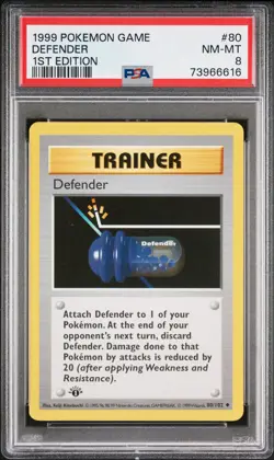1999 POKEMON BASE SET 1ST EDITION #80 DEFENDER PSA 8 - Image 1
