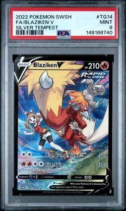 PSA 9 Blaziken V TG14/TG30 Pokemon Silver Tempest Trainer Gallery Card - Image 1