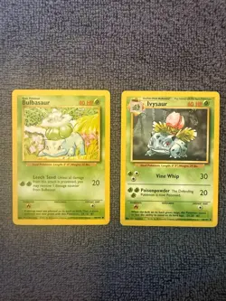 Pokemon TCG Base Set Bulbasaur 44/102 & Ivysaur 30/102 Lot 2 Cards 1999 - Image 1