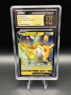 Pokemon Ampharos V Ultra Rare CGC Pristine 10 Holo 049/185 Vivid Voltage 2020 - Image 1