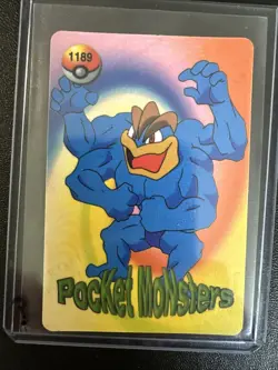 1185 Gengar Prism Rare Vending Pocket Monsters Sticker - Machamp 1189 On Back - Image 2
