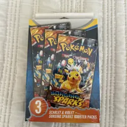 Pokemon Scarlet & Violet Surging Sparks Booster Packs 3-Pack Pikachu English - Image 1