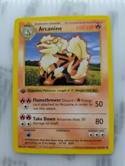 Arcanine 1st Edition Shadowless 23/102 Pokemon Card - Image 1