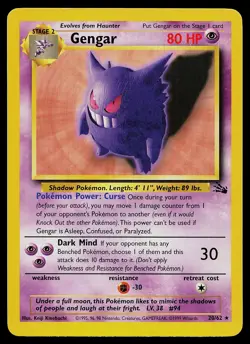 Pokemon Card - Gengar Fossil 20/62 Rare - Image 1