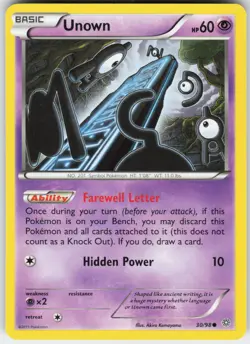 Unown 30/98 Common Ancient Origins Pokemon Near Mint - Image 1