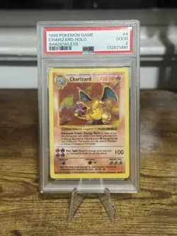 1999 Pokemon Charizard Holo Shadowless #4 4/102 PSA 2 - Image 1