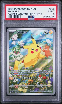 2024 POKEMON SVP 088 EN-SV BLACK STAR PROMO PALDEA ADVENTURE CHEST PIKACHU PSA 9 - Image 1