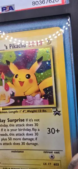 Birthday Pikachu Holo #24 Black Star Promo Pokemon PSA 8 🎂🎈 w Swirl 🌀 - Image 4