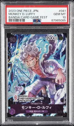 2023 ONE PIECE JAPANESE PROMOS BANDAI CARD GAME FEST #041 MONKEY D. LUFFY PSA 10 - Image 1