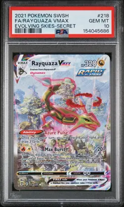 PSA 10 Rayquaza VMAX 218/203 Alt Art Pokemon Evolving Skies NEW CERT CLEAN COPY! - Image 3