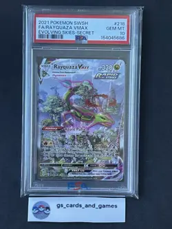 PSA 10 Rayquaza VMAX 218/203 Alt Art Pokemon Evolving Skies NEW CERT CLEAN COPY! - Image 5