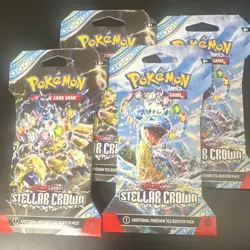 Lot of 4 Sealed Pokemon TCG Scarlet & Violet Stellar Crown Sealed Booster Packs - Image 4