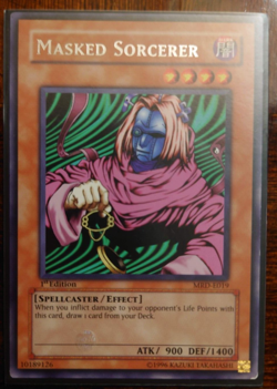 Yugioh Masked Sorcerer MRD-E019 Rare 1st Edition - Image 1
