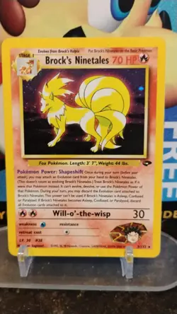 BROCK'S NINETALES Gym Challenge Set POKEMON Holo 2000 Trading Card 3/132 - Image 1