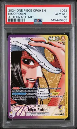 2024 ONE PIECE OP09-EMPERORS IN THE NEW WORLD ALTERNATE ART NICO ROBIN PSA 10 - Image 1