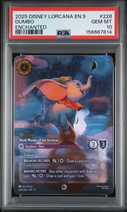 2025 DISNEY LORCANA EN 9-FABLED #228 DUMBO - NINTH WONDER OF THE UNIVERSE PSA 10 - Image 1