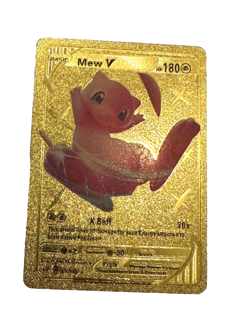 Pokemon Mew V Gold Metal Full Art Foil Card Psychic 180 HP 30+ Attack - Image 1