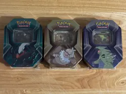 POKEMON Triple Whammy Collectors Tin ~ Set Of 3 Darkrai Slaking Tyranitar SEALED - Image 1