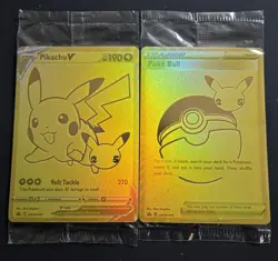 POKEMON CELEBRATIONS UPC Gold Promo POKEBALL SWSH146 & PIKACHU V SWSH145 Sealed! - Image 1