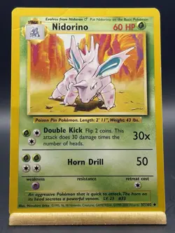 NIDORINO 37/102 UNCOMMON BASE SET UNLIMITED POKEMON MP - Image 1