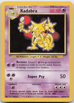 Kadabra 32/102 Uncommon Base Set Unlimited Pokemon TCG LP - Image 1