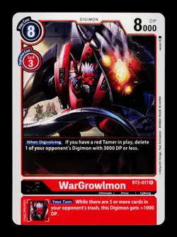 WarGrowlmon BT2-017 Red Digimon Card CCG Trading Card - Image 1