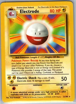 Electrode 21/102 Non Holo Base Set - Pokemon Card - NM - Image 1