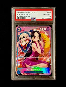 One Piece Boa Hancock OP13-051 PSA 10 GEM MINT Parallel Alt Art One Piece Card - Image 1