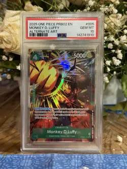 One Piece Monkey D. Luffy PRB02-005 Alternate Art PSA 10 - Image 1
