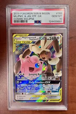 Pokemon Cosmic Eclipse Mega Lopunny Jigglypuff GX #165/236 PSA 10 - Image 1