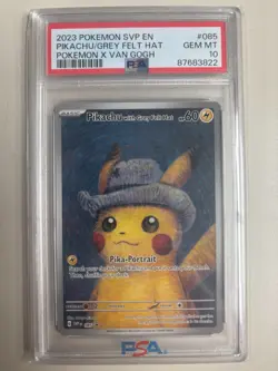 PIKACHU WITH GREY FELT HAT PSA 10: 2023 POKEMON SVP EN-SV BLACK STAR PROMO #085 - Image 1