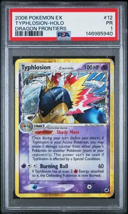 2006 POKEMON EX DRAGON FRONTIERS #12 TYPHLOSION-HOLO PSA 1 - Image 1