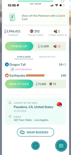Pokemon Go Shiny Tyrantrum ( High CP ) - Image 2