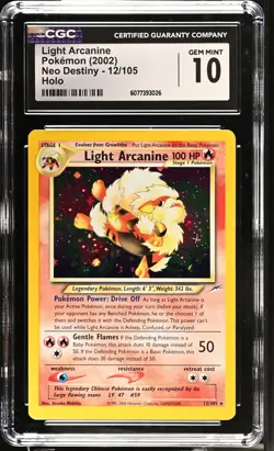 Light Arcanine 12/105 Holo Neo Destiny Pokemon CGC 10 Gem Mint - Image 1